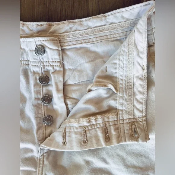 Free People Ivory Button Fly Boyfriend Chino Pants Size 28 - Picture 4 of 10